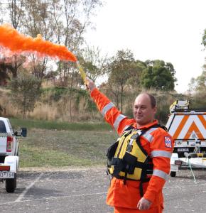 VICSES Trainer Will Boyd showcases how to safely ignite a smoke flare.